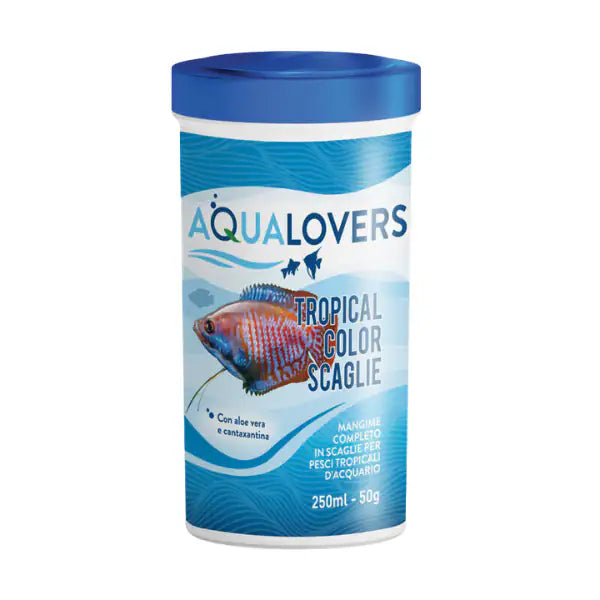 Tropical Color Aqualovers Mangime completo in scaglie per pesci tropicali colorati, con vitamine e aloe vera  50 gr bauzaarit.myshopify.com