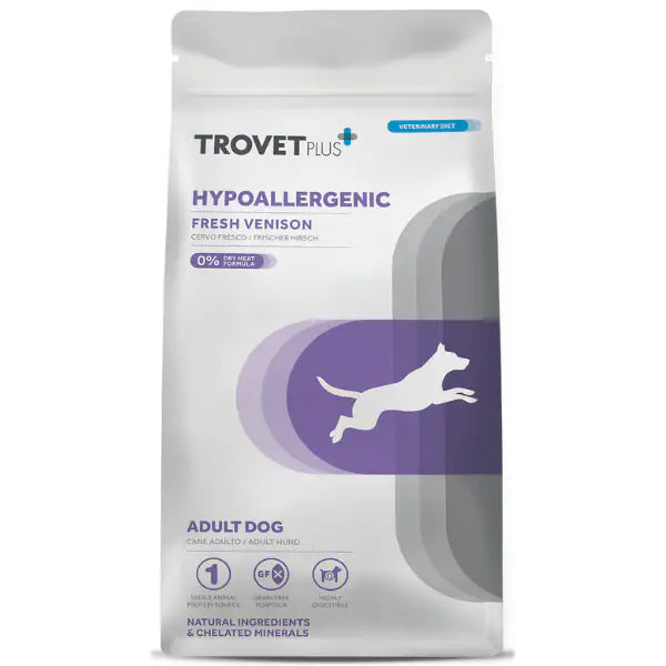 Trovet Plus+ All Breeds Dog Vet Diets Hypoallergenic Cervo fresco  10 kg bauzaarit.myshopify.com