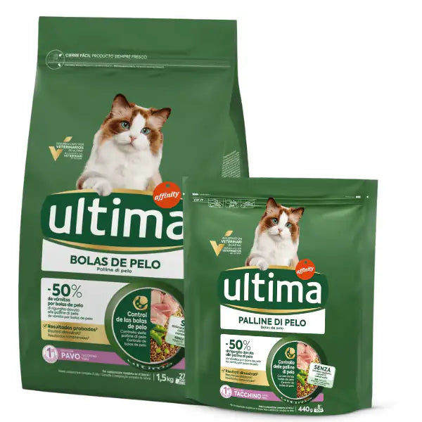 Ultima Cat Adult Hairball Palline di pelo con tacchino   bauzaarit.myshopify.com