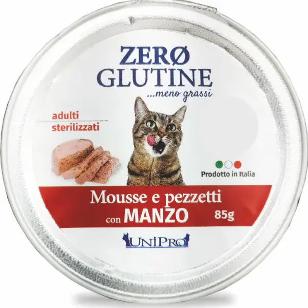 Unipro Zero glutine Mosse e pezzetti Cat Adult 85 gr  Manzo bauzaarit.myshopify.com