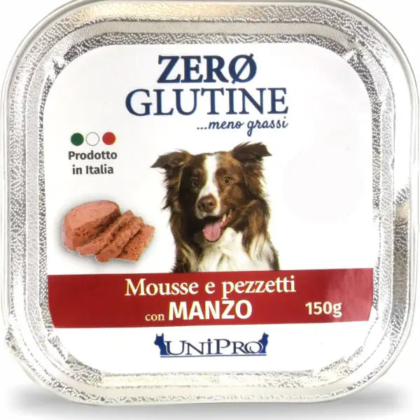Unipro Zero glutine Mousse e pezzetti Dog Adult 150 gr  Manzo bauzaarit.myshopify.com