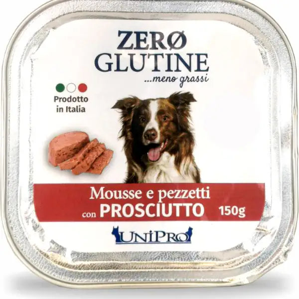Unipro Zero glutine Mousse e pezzetti Dog Adult 150 gr  Prosciutto bauzaarit.myshopify.com