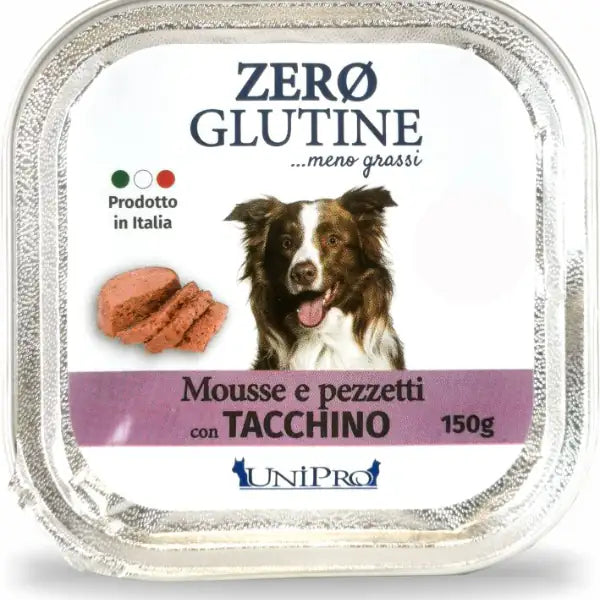Unipro Zero glutine Mousse e pezzetti Dog Adult 150 gr  Tacchino bauzaarit.myshopify.com
