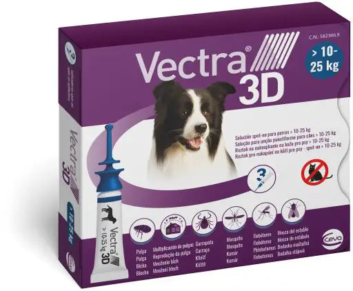 Vectra 3D 3 pipette per cani  10 - 25 kg bauzaarit.myshopify.com
