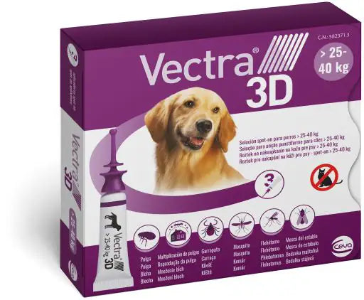 Vectra 3D 3 pipette per cani  25 - 40 kg bauzaarit.myshopify.com