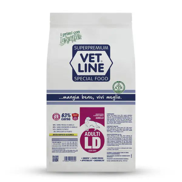 Vet Line Secco Cane Adult Less Dry Agnello  3 kg bauzaarit.myshopify.com