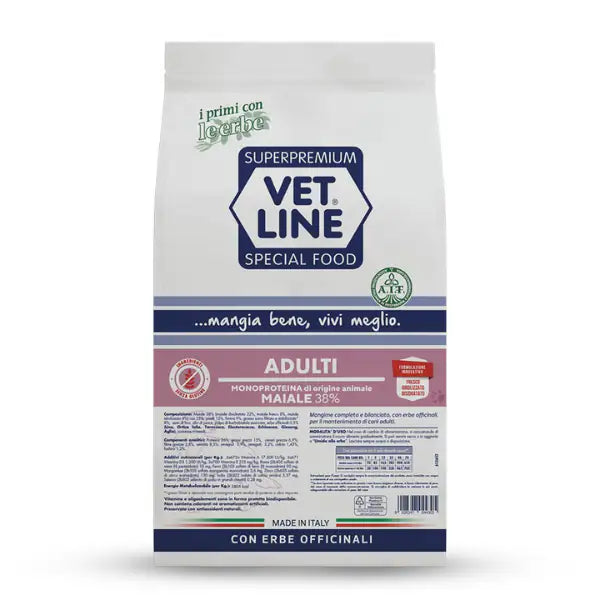 Vet Line Secco Monoproteico Cane Adult Maiale  12,5 kg bauzaarit.myshopify.com