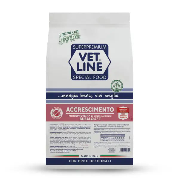 Vet Line Secco Monoproteico Cane Junior Accrescimento Bufalo  12,5 kg bauzaarit.myshopify.com