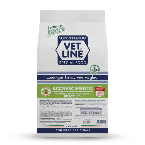 Vet Line Secco Monoproteico Cane Junior Accrescimento Pesce  3 kg (scadenza: 03/06/2026) bauzaarit.myshopify.com