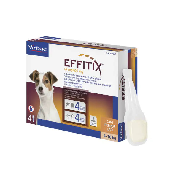 Virbac Effitix Spot-On Cani  4 pipette per taglia piccola (4-10 kg) bauzaarit.myshopify.com