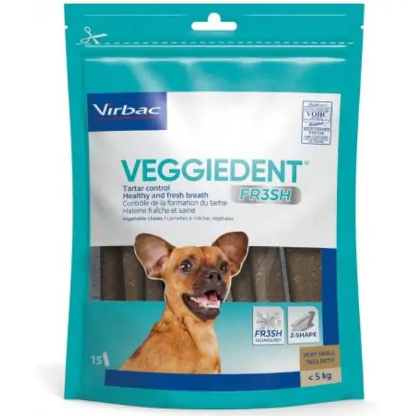 Virbac VeggieDent Fresh snack dentali  Confezione da 120 gr per cani x S 0-5 kg bauzaarit.myshopify.com