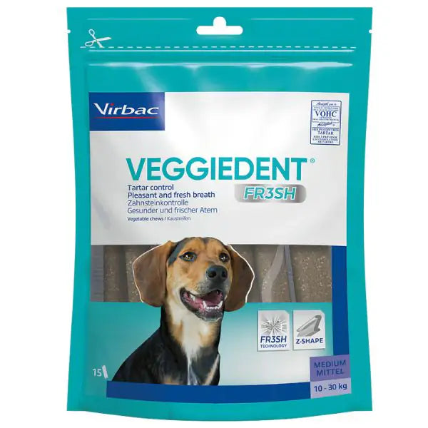 Virbac VeggieDent Fresh snack dentali  Confezione da 250 gr per cani M 10-30 kg bauzaarit.myshopify.com