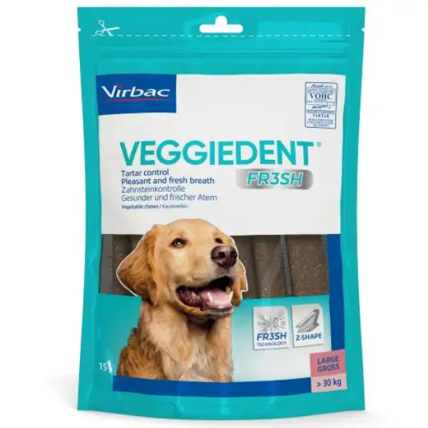 Virbac VeggieDent Fresh snack dentali  Confezione da 490 gr per cani oltre i 30 kg bauzaarit.myshopify.com