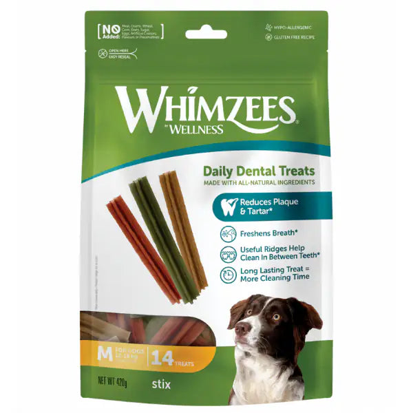Whimzees Snack dentale Naturale Stix  Medium 14 pezzi bauzaarit.myshopify.com