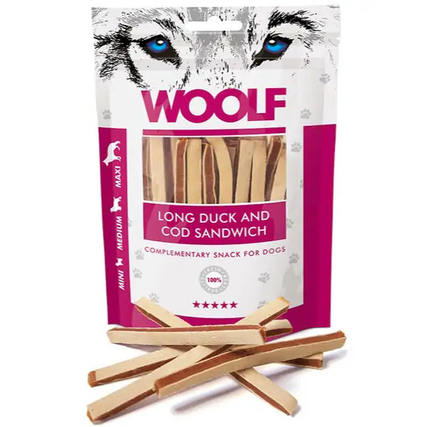 Woolf Sandwich Snack  Sandwich strisce di anatra e merluzzo bauzaarit.myshopify.com