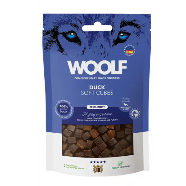 Woolf Soft Cubes snack per cani monoproteici 100 gr  Anatra bauzaarit.myshopify.com