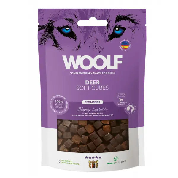 Woolf Soft Cubes snack per cani monoproteici 100 gr  Cervo bauzaarit.myshopify.com