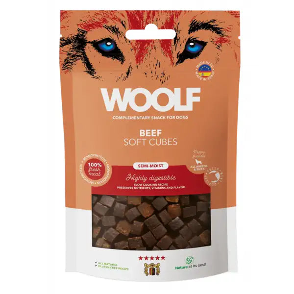 Woolf Soft Cubes snack per cani monoproteici 100 gr  Manzo bauzaarit.myshopify.com