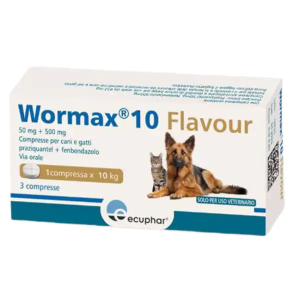 Wormax 10 Flavour vermicida in compresse Ecuphar  Confezione da 3 compresse bauzaarit.myshopify.com