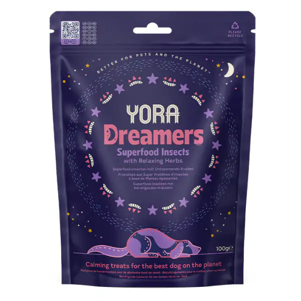 Yora Superfood Snack a base di insetti Dog Adult All Breeds Hypoallergenic 100 gr  Dreamers - con erbe calmanti bauzaarit.myshopify.com