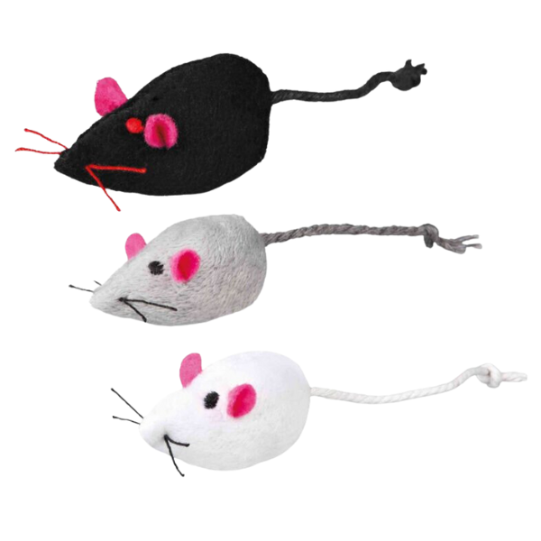 gioco mouse in peluche longhair pad con campanellino trixie immagine2