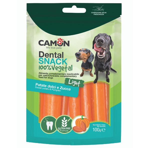 Camon Dental Snack Vegetali 100 gr - Cannoli di patata dolce con zucca - Light