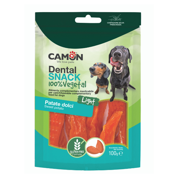 Camon Dental Snack Vegetali 100 gr - Snack straccetti di patata dolce - Light