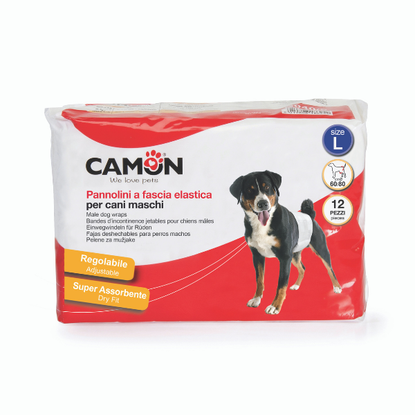 Pannolini a fascia elastica per cani maschi Camon - Misura 3 - 60/80 cm