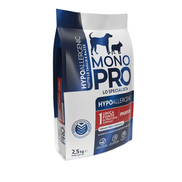 Monopro lo specialista Hypoallergenic Adult All Breeds Grain Free Manzo