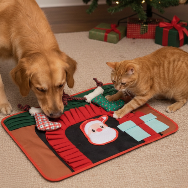 Tappeto interattivo caminetto natalizio Camon