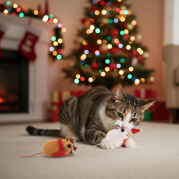 topini natalizi in peluche per gatti camon immagine3