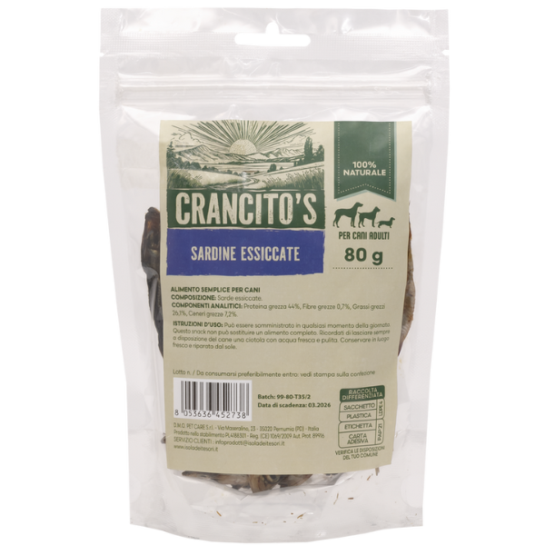 Crancito's Sardine essiccate snack per cani