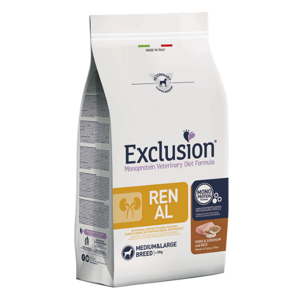 Exclusion Diet Renal Medium/Large Breed Maiale Sorgo e Riso