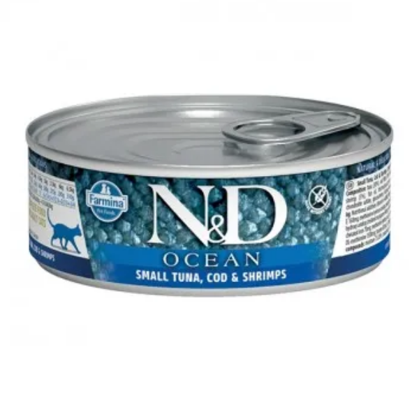 Farmina N&D Ocean Feline Umido 70 gr - Tonno, Merluzzo e Gamberetti