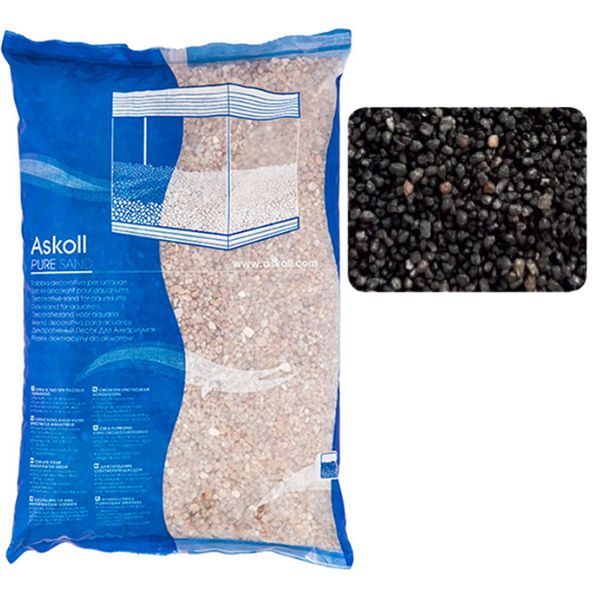Pure Sand Sabbia decorativa naturale per Acquari Askoll - modello Midnight Nero - granulometria 0,7/1,2 mm - sacco da 4 kg