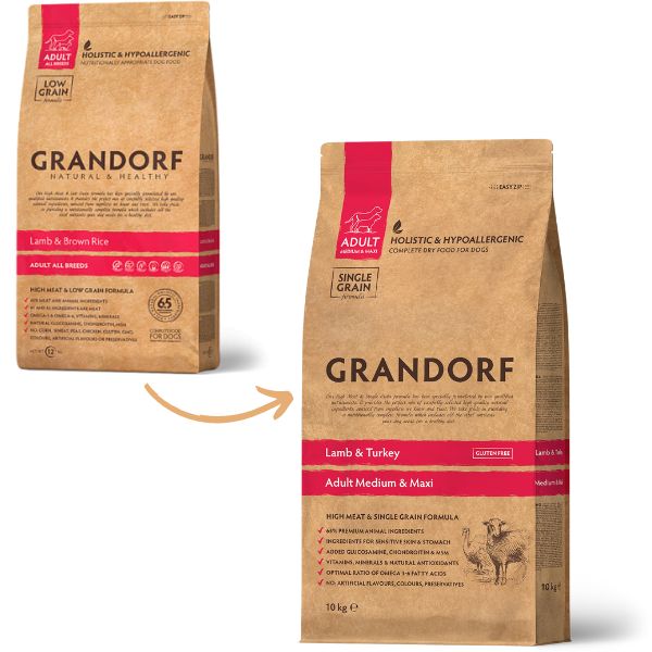 grandorf dog adult medium/maxi hypoallergenic agnello e tacchino immagine4