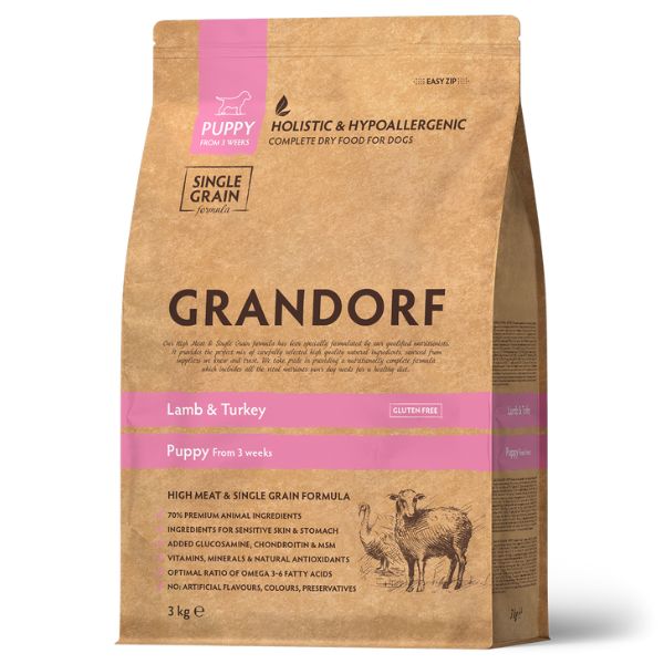 Grandorf Dog Puppy All Breeds Hypoallergenic Agnello e Tacchino - 3 Kg