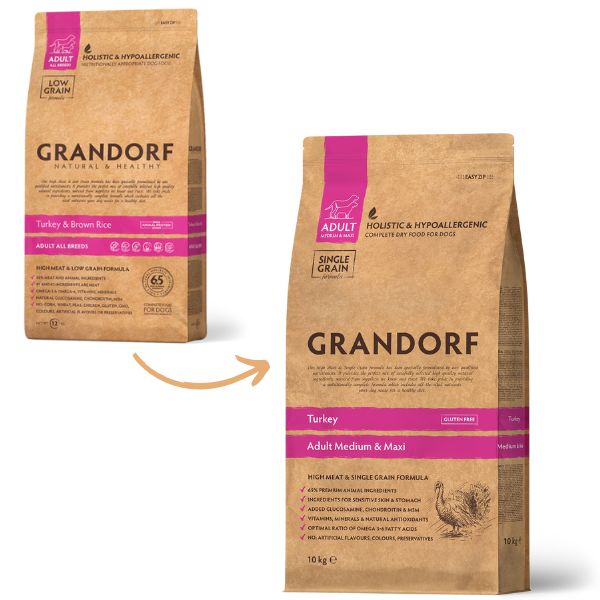 grandorf dog adult medium/maxi hypoallergenic tacchino immagine4