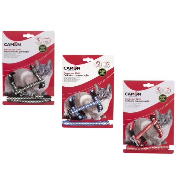Parure guinzaglio e pettorina per gatti Glow in the Dark Camon