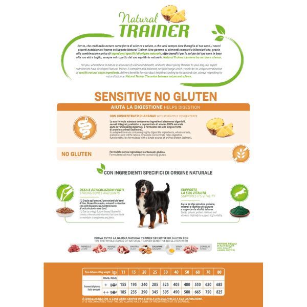 natural trainer sensitive no gluten medium & maxi adult con salmone immagine3