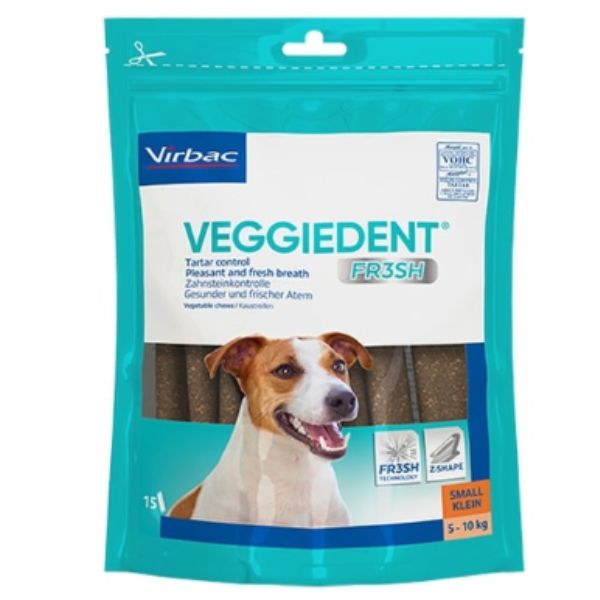 Virbac VeggieDent Fresh snack dentali - confezione da 224 gr per cani S 5-10 Kg 