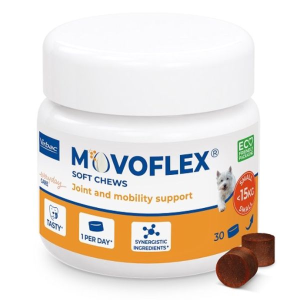 Virbac Movoflex Soft Chews integratore per cani - confezione da 30 compresse per cani S 0-15 Kg