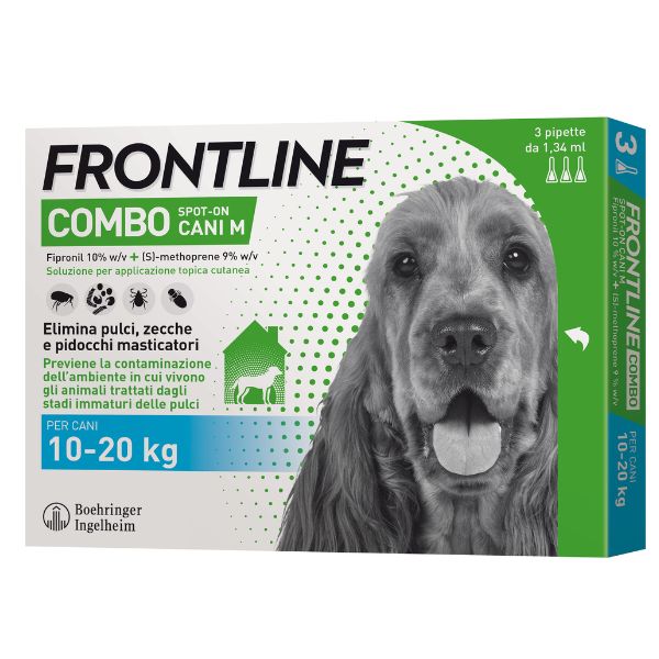 Frontline Combo Spot-On per cani  - 3 pipette per taglia media (10-20 Kg)