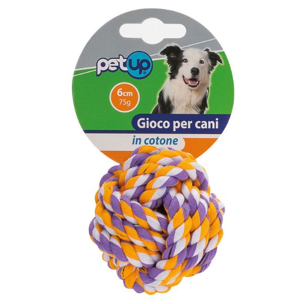 Palla intrecciata per cani Cotonosso PetUp - arancione e verde - diametro 6 cm