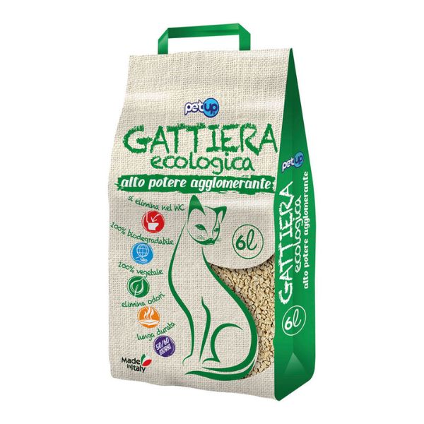 Lettiera ecologica agglomerante inodore Gattiera PetUp - Lettiera agglomerante PetUp 6 lt