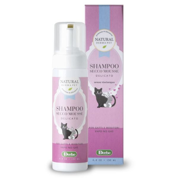 shampoo secco mousse gatti e roditori natural derma pet immagine2