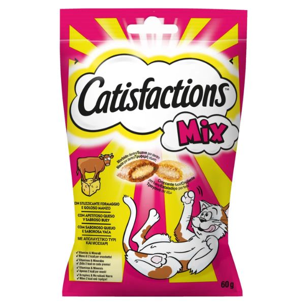 Catisfactions snack per gatto bustina 60 gr - Manzo e formaggio 