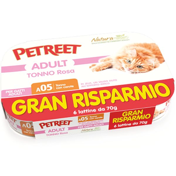 Petreet Natura Cat Maxi Scorta 6x70 gr - Tonno con carote
