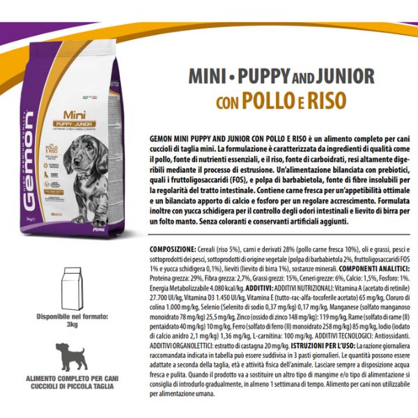 monge gemon mini puppy junior con pollo e riso immagine3