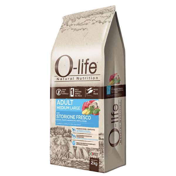 o-life dog grain free adult medium/large storione e tonno immagine2